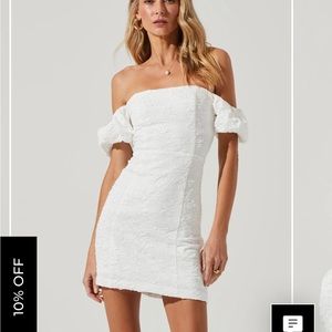 RAINA OFF SHOULDER CRINKLE MINI DRESS